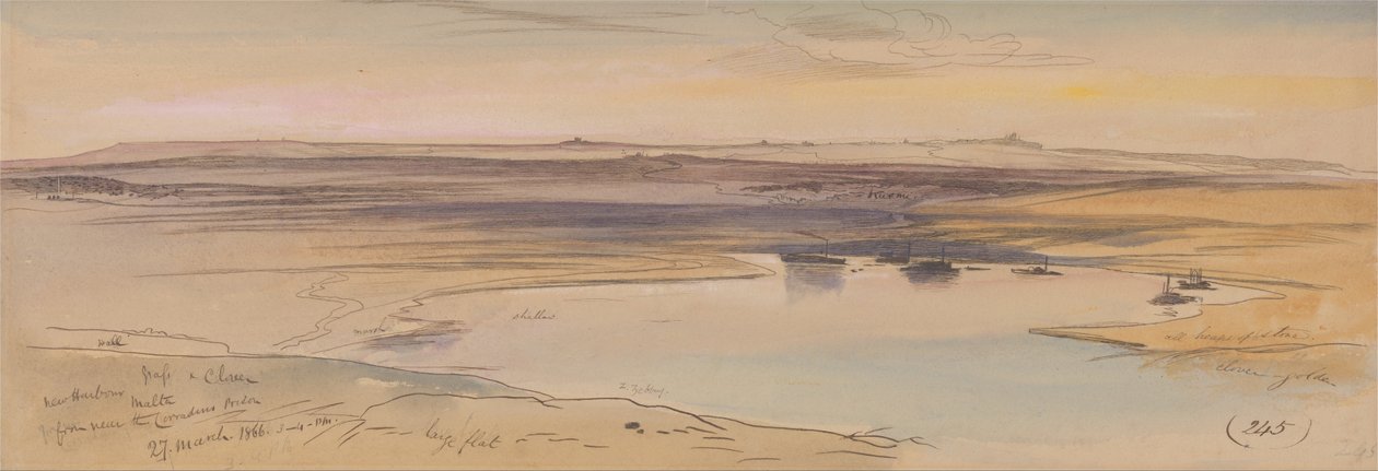 Nieuwe haven, Malta door Edward Lear