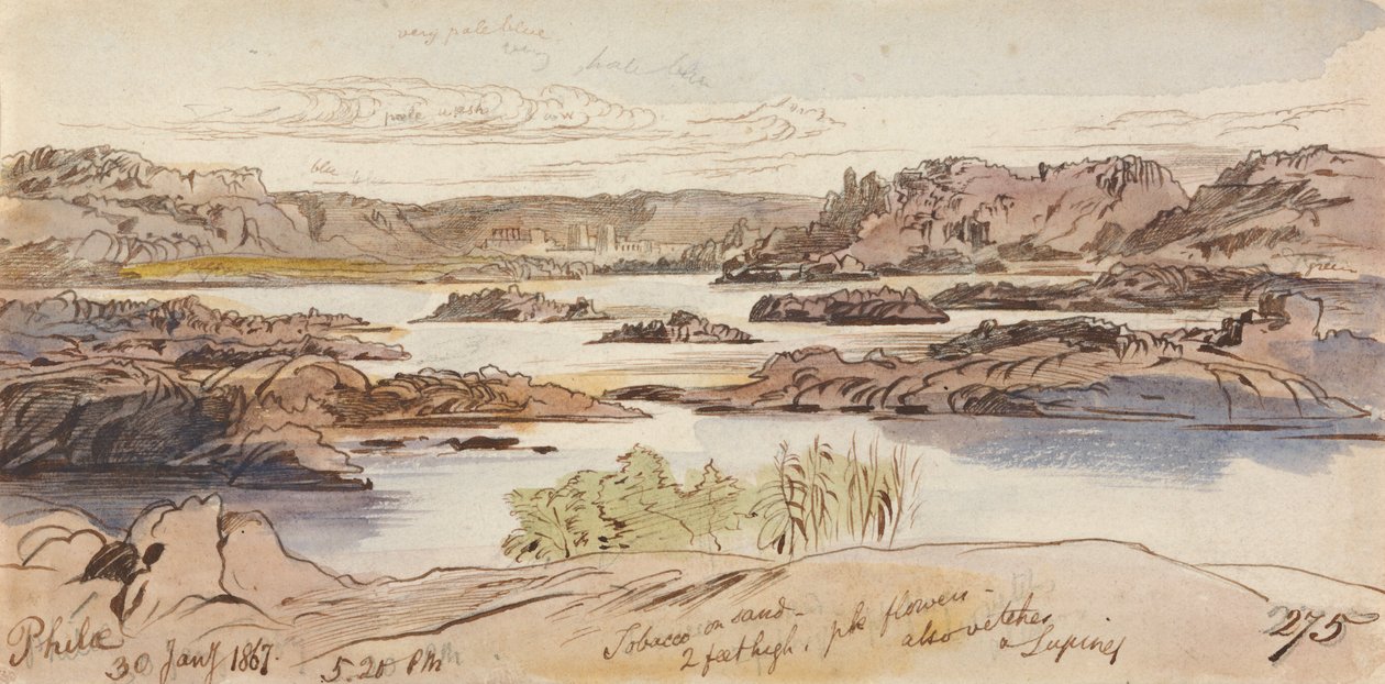 Philae, 17:20 uur, 30 januari 1867 (275) door Edward Lear