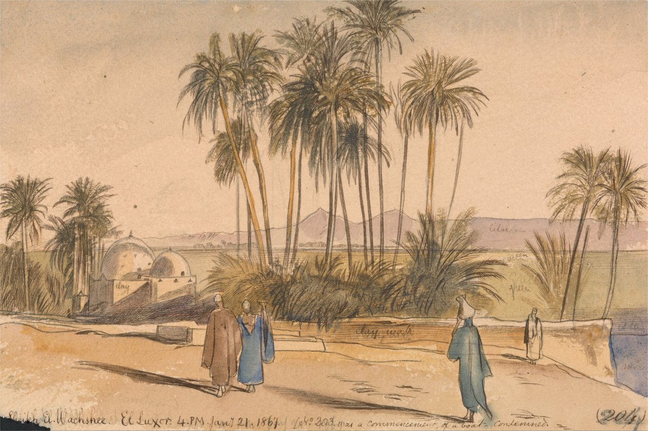 Sjeik El Wachshee, El Luxor door Edward Lear