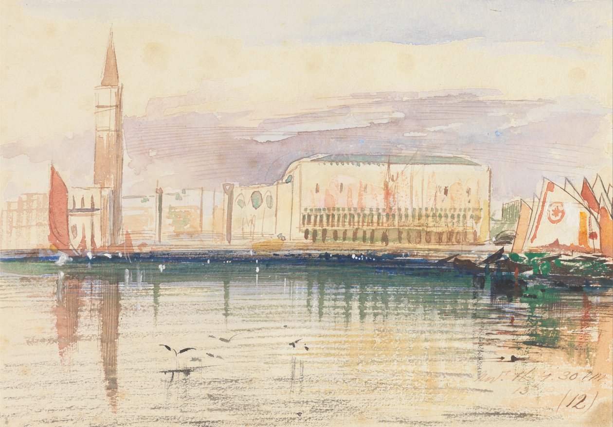 Venetië, het Dogenpaleis door Edward Lear