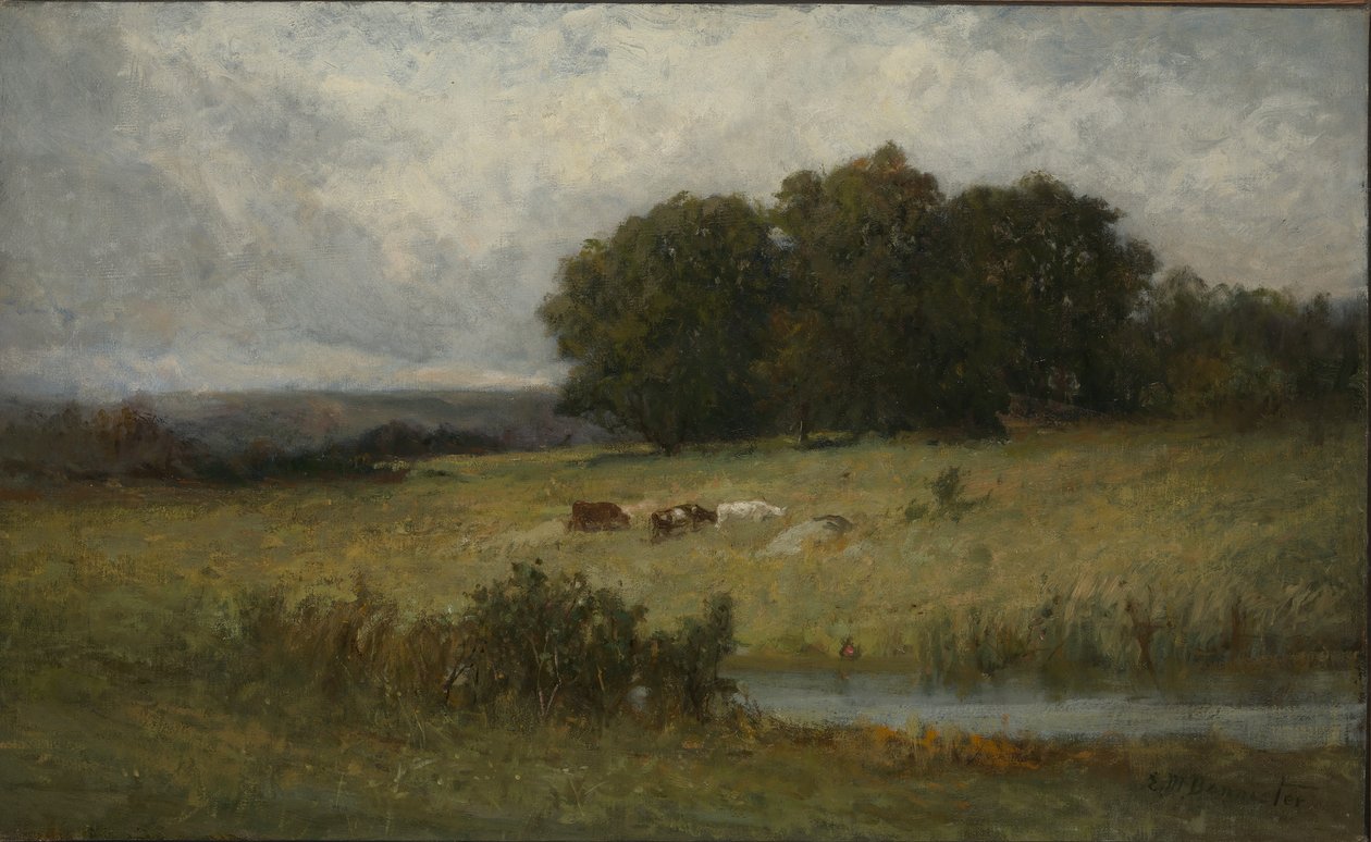 Heldere scène van vee bij stroom door Edward Mitchell Bannister