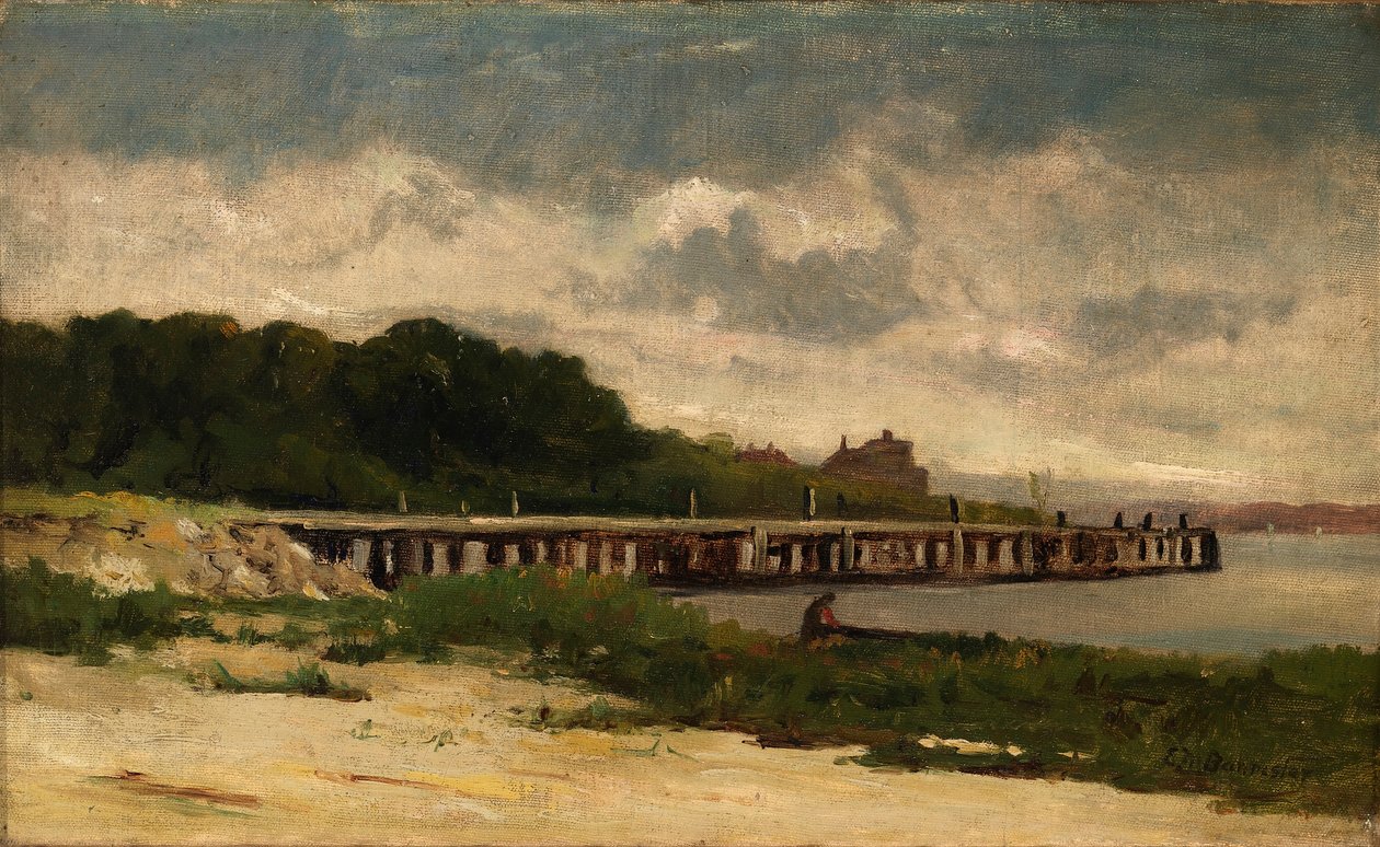 Zonder titel (landschap met pier) door Edward Mitchell Bannister