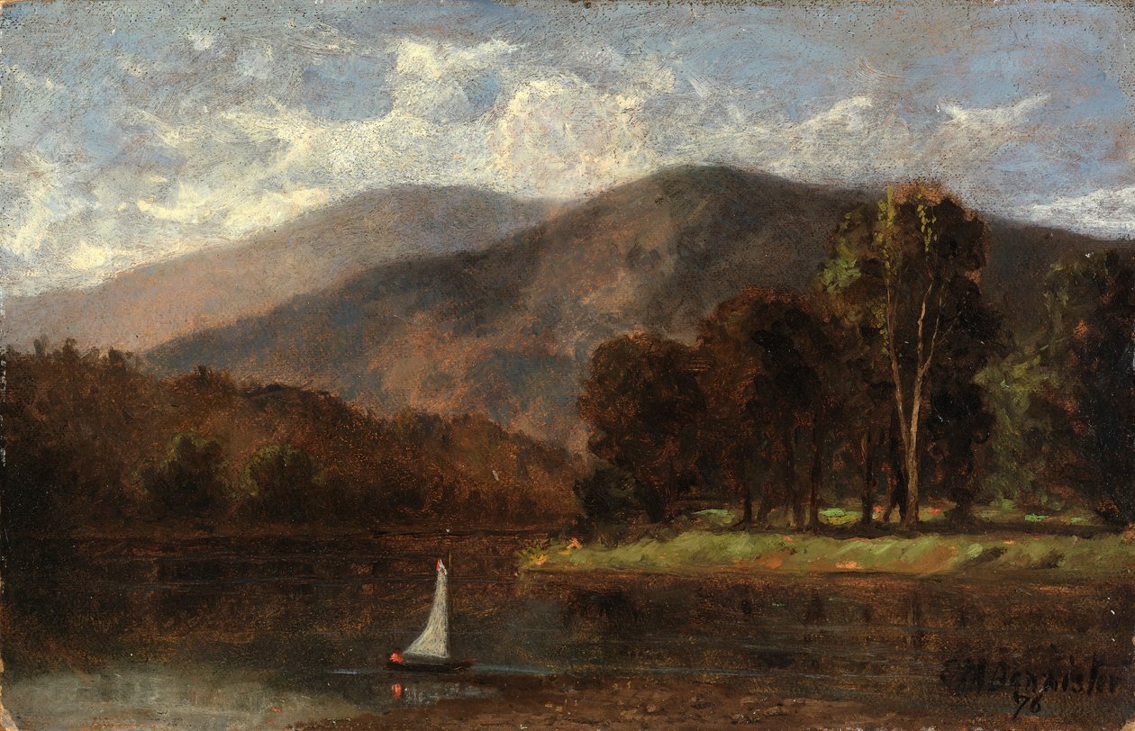 Zonder titel (zeilboot in rivier) door Edward Mitchell Bannister