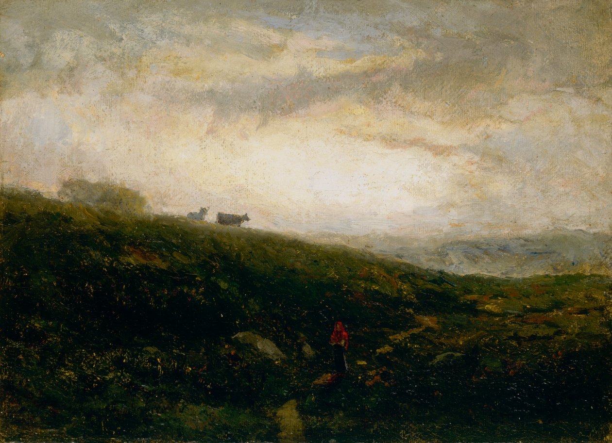 Naamloos koeien afdalen heuvel, 1881 door Edward Mitchell Bannister