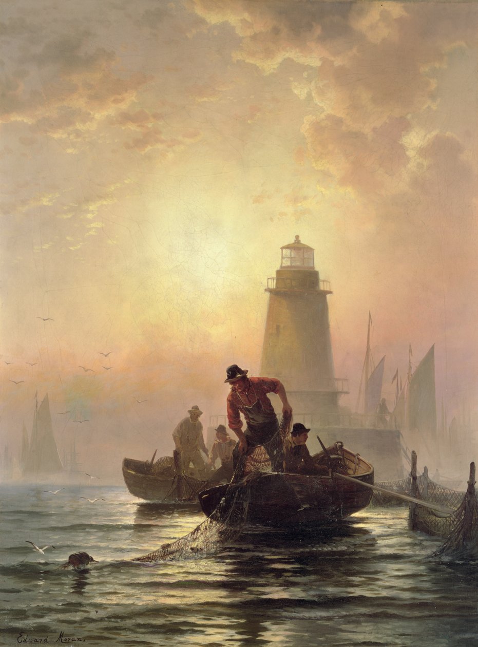 Vijver, Orient Bay, Long Island door Edward Moran