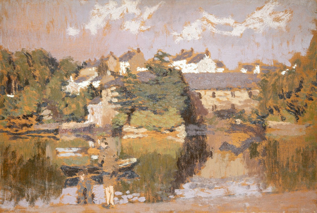 Gebouwen bij een rivier, 1923-1943 door Edward Morland Lewis