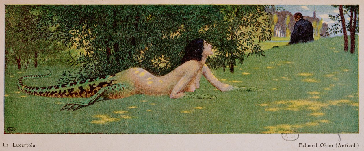 Lucertola (half vrouw, half groene hagedis), 1908 door Edward Okun