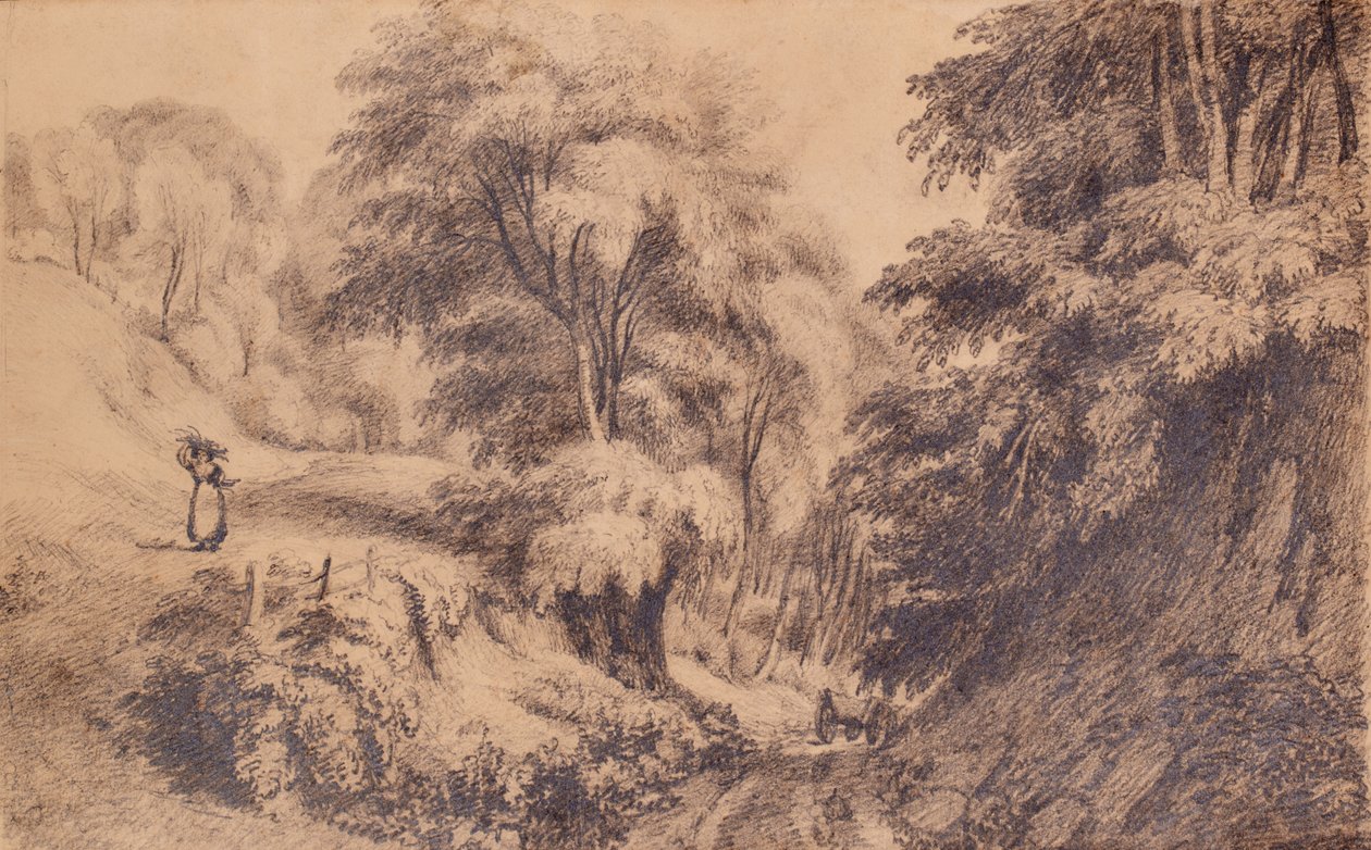 Landschap met vrouw en pad door Edward Pretty