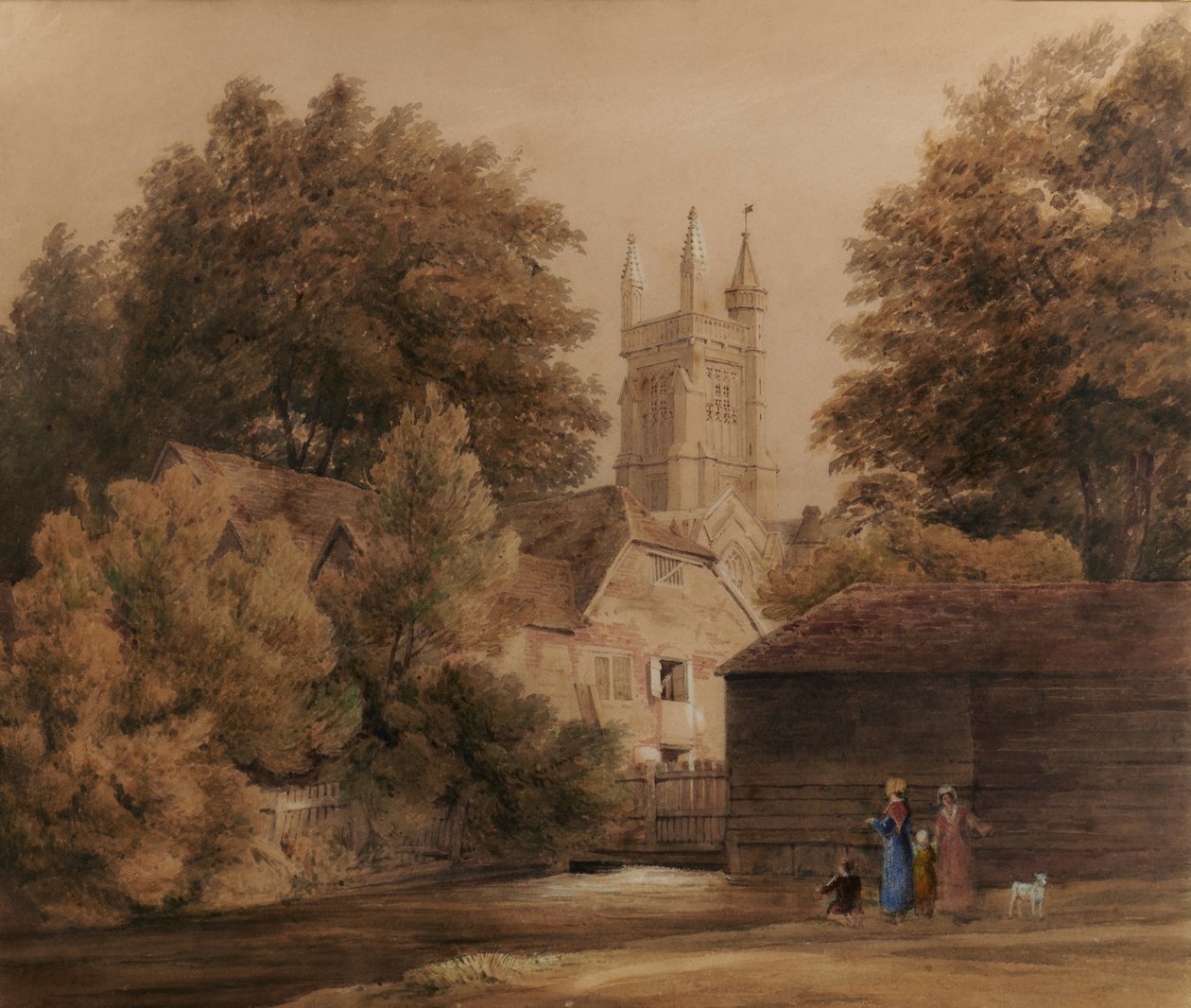 Uitzicht bij Winchester (kathedraal op de achtergrond) door Edward Pretty