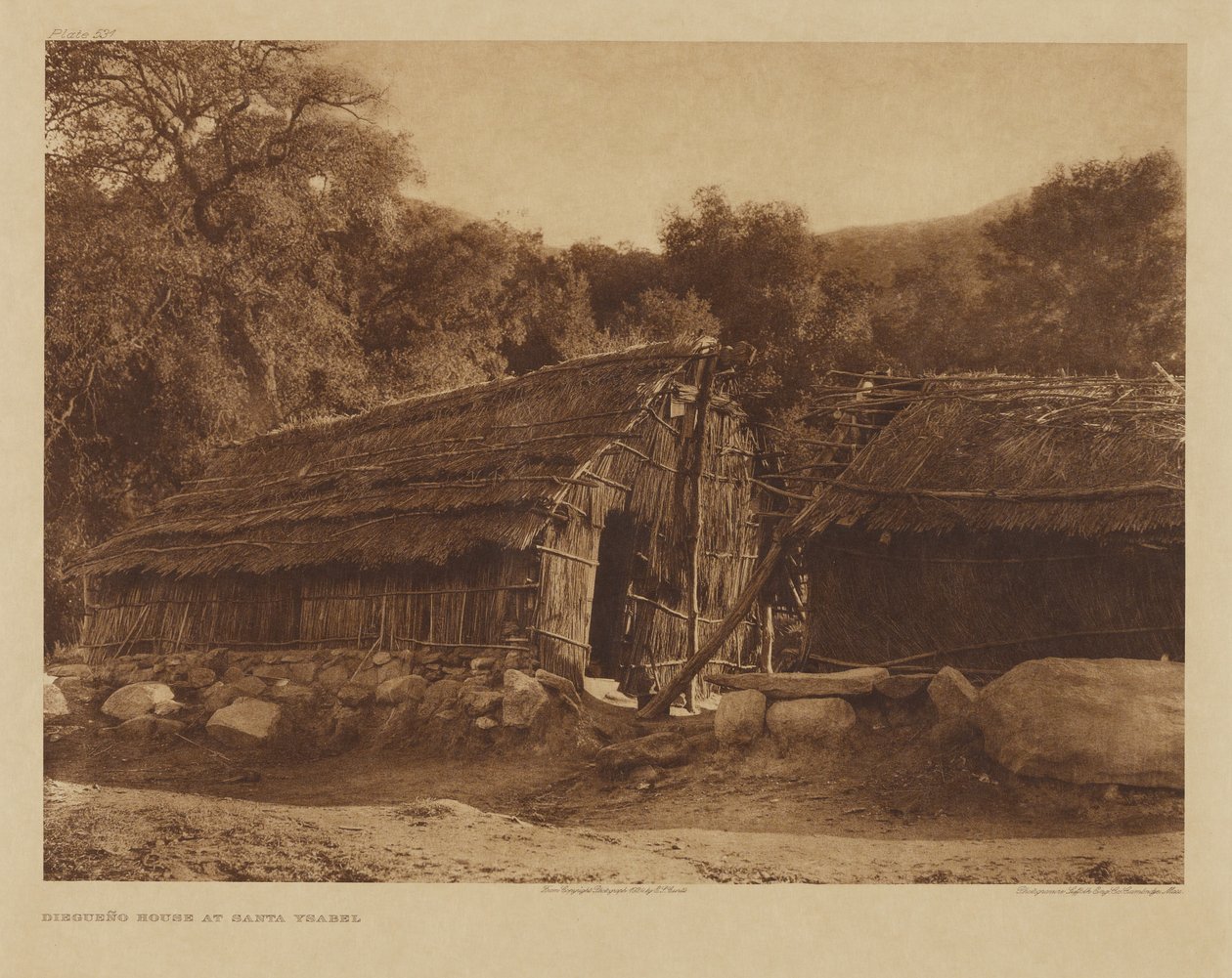 Diegueño-huis in Santa Ysabel door Edward S. Curtis