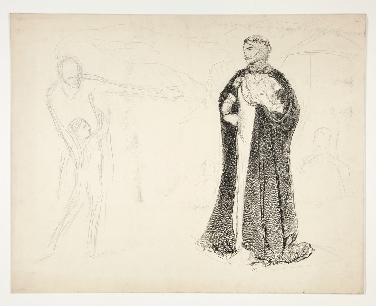 Vroege studie voor Koning Jan door Edwin Austin Abbey