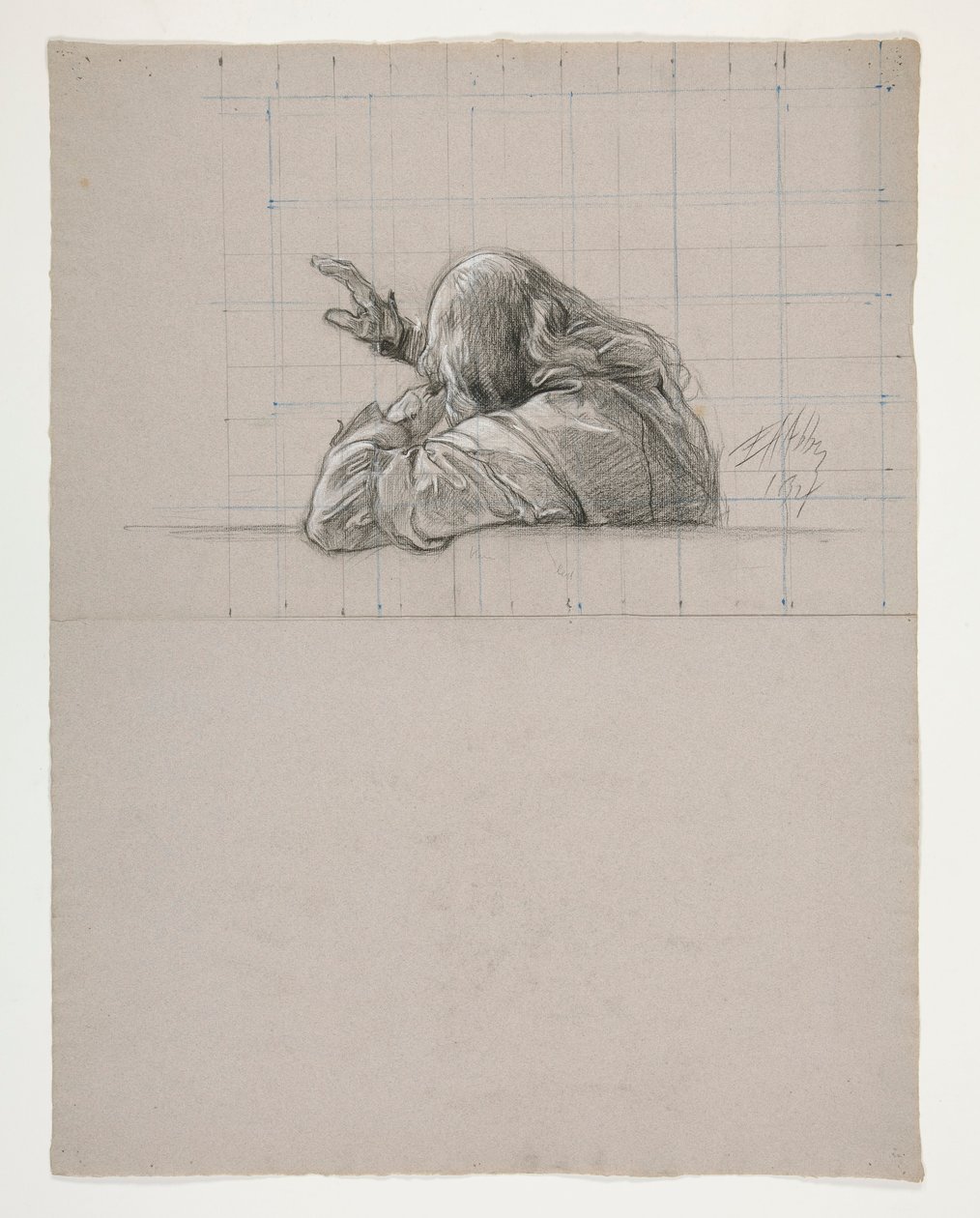 Figurenstudie voor Koning Arthur door Edwin Austin Abbey