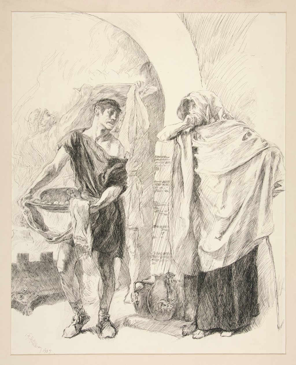 Eerste bediende door Edwin Austin Abbey
