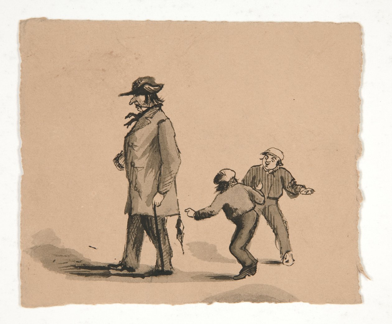 Man die met twee jongens loopt door Edwin Austin Abbey