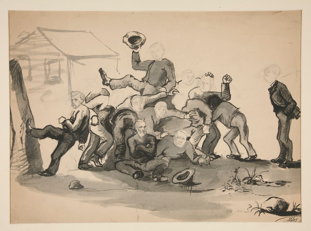 Stapel mannen: karikatuur van door Edwin Austin Abbey