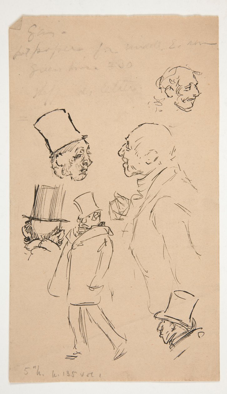 Blad met schetsen door Edwin Austin Abbey