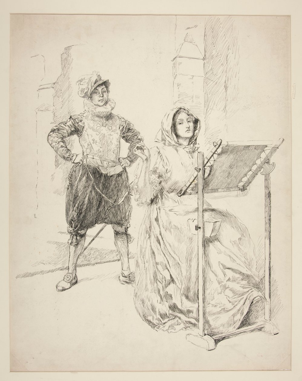 Schets voor Het Narcislied door Edwin Austin Abbey