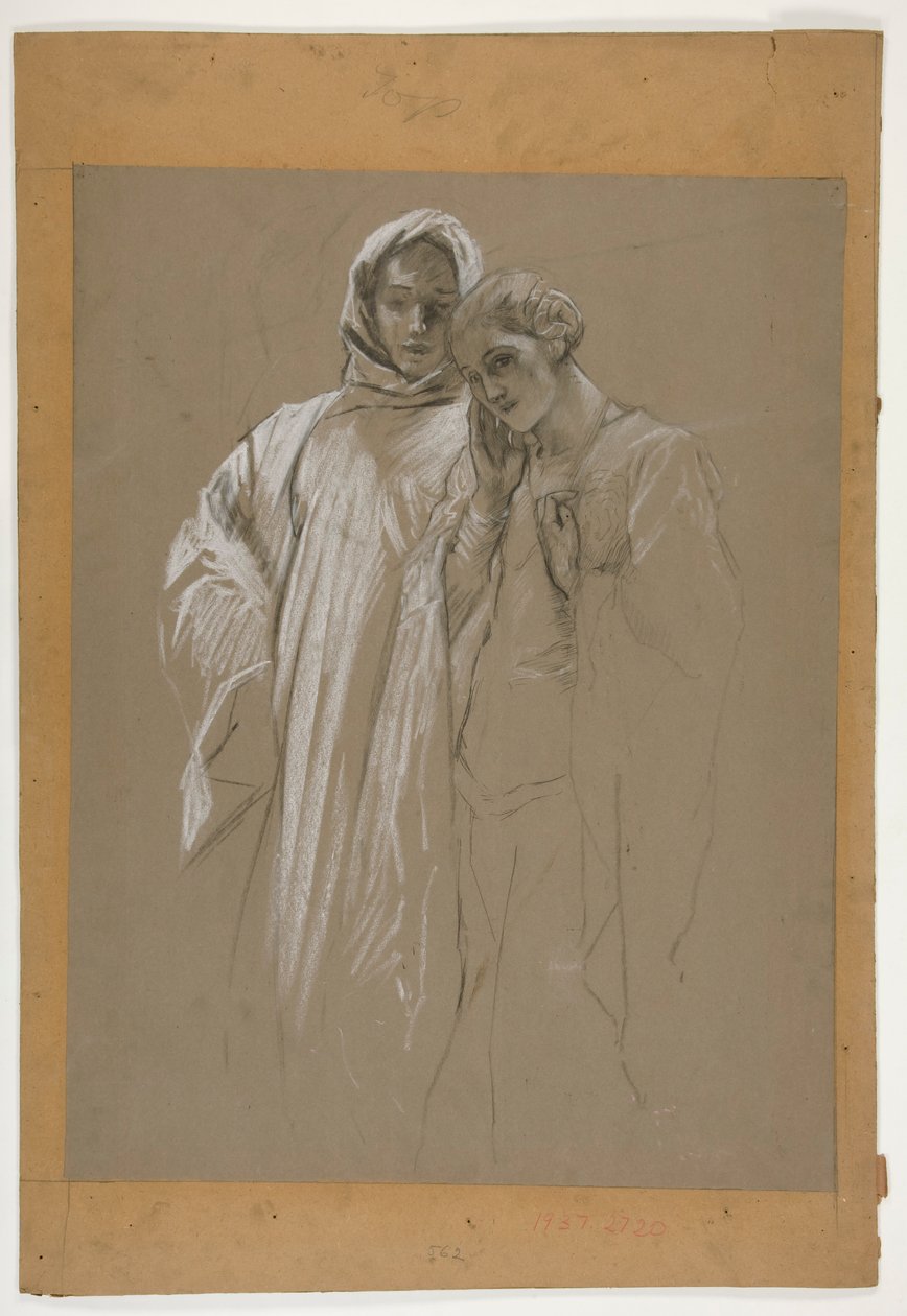 Studie. Man en vrouw door Edwin Austin Abbey