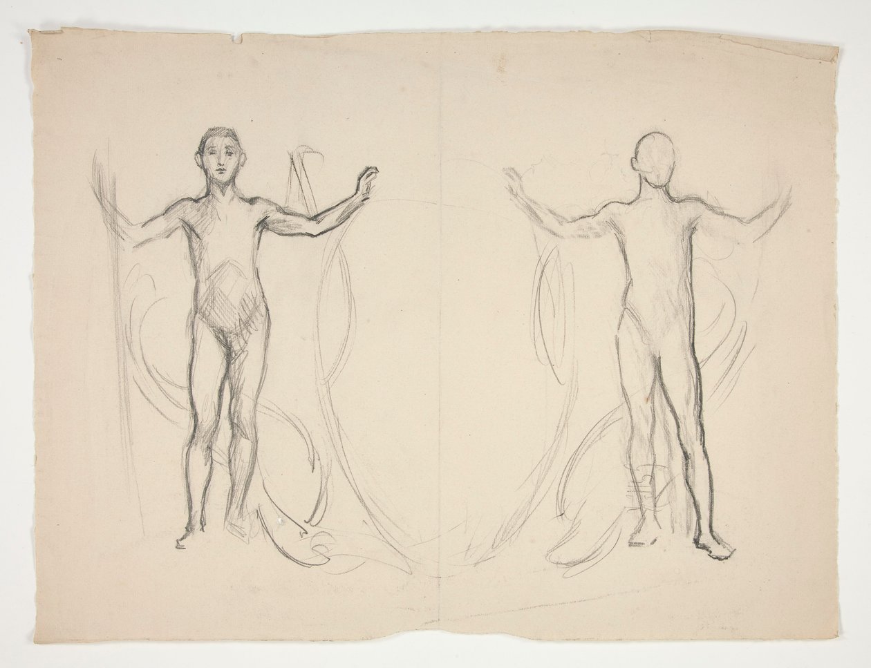 Studie van twee vlamdragers door Edwin Austin Abbey
