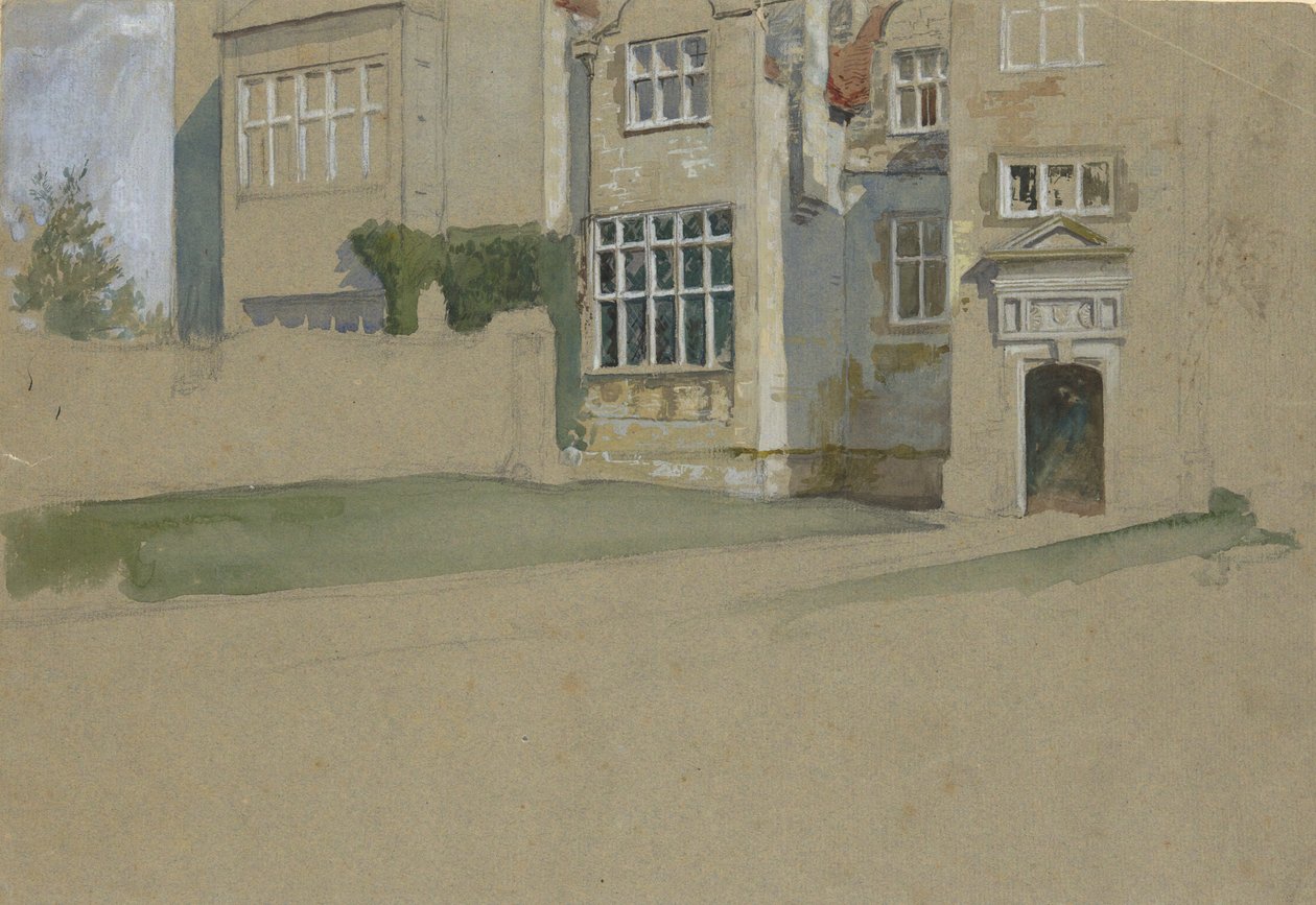Zicht op een Engels Huis door Edwin Austin Abbey