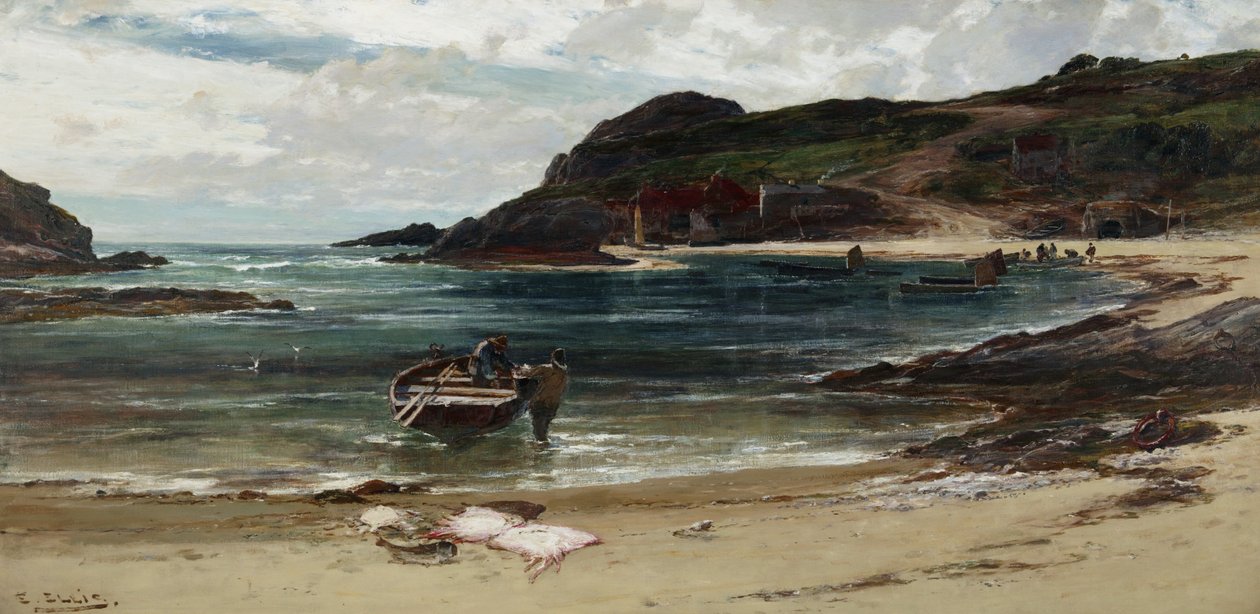 De haven onder de heuvel (Anglesey) door Edwin Ellis