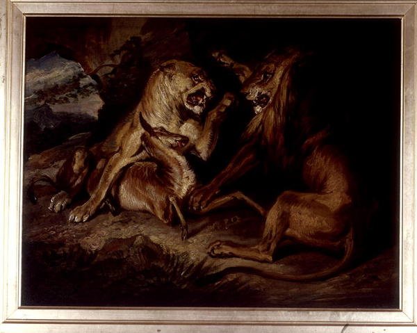 Leeuwen bij een Prooi door Edwin Landseer