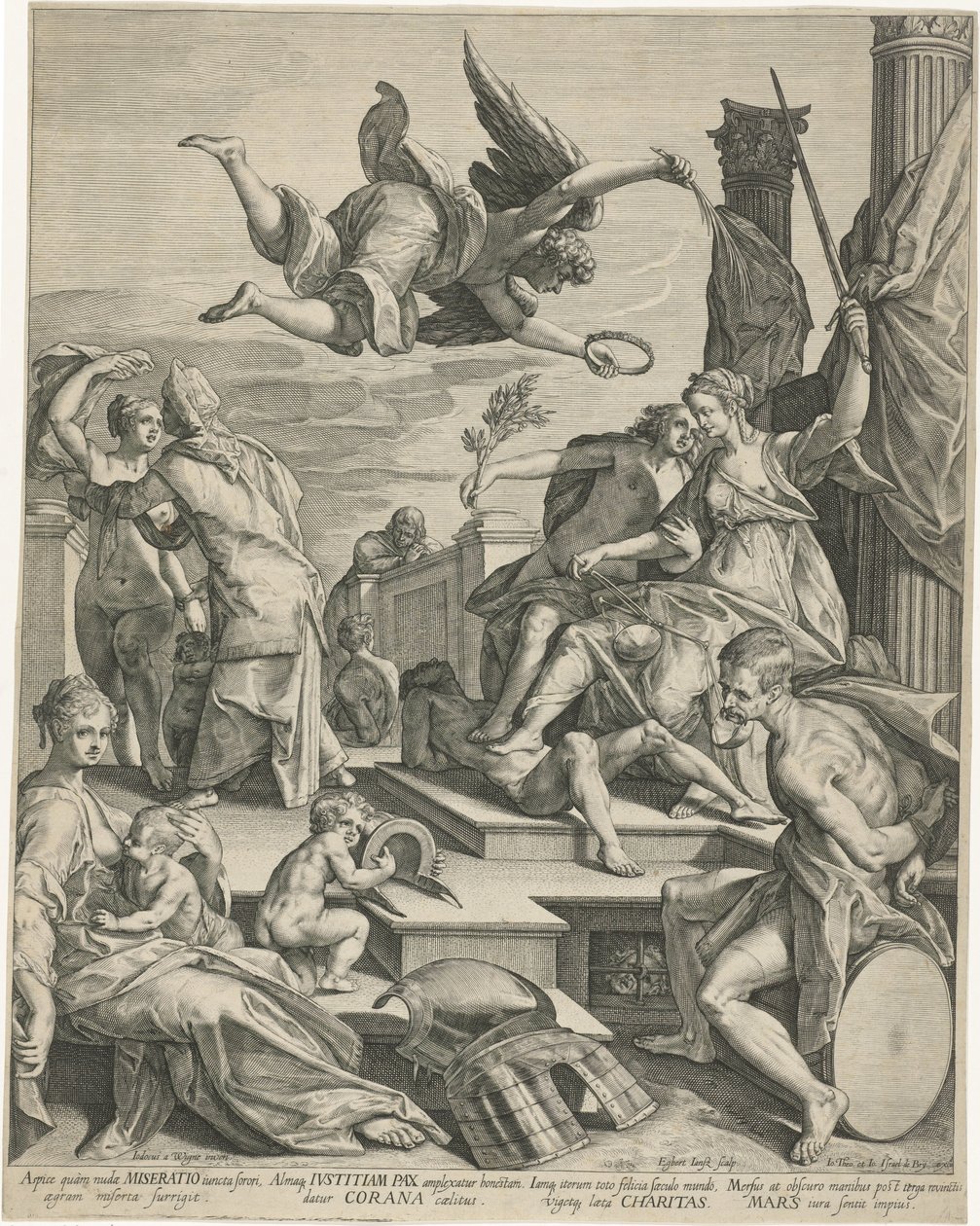 Allegorie met Justitia, Pax en Charitas door Egbert Jansz.