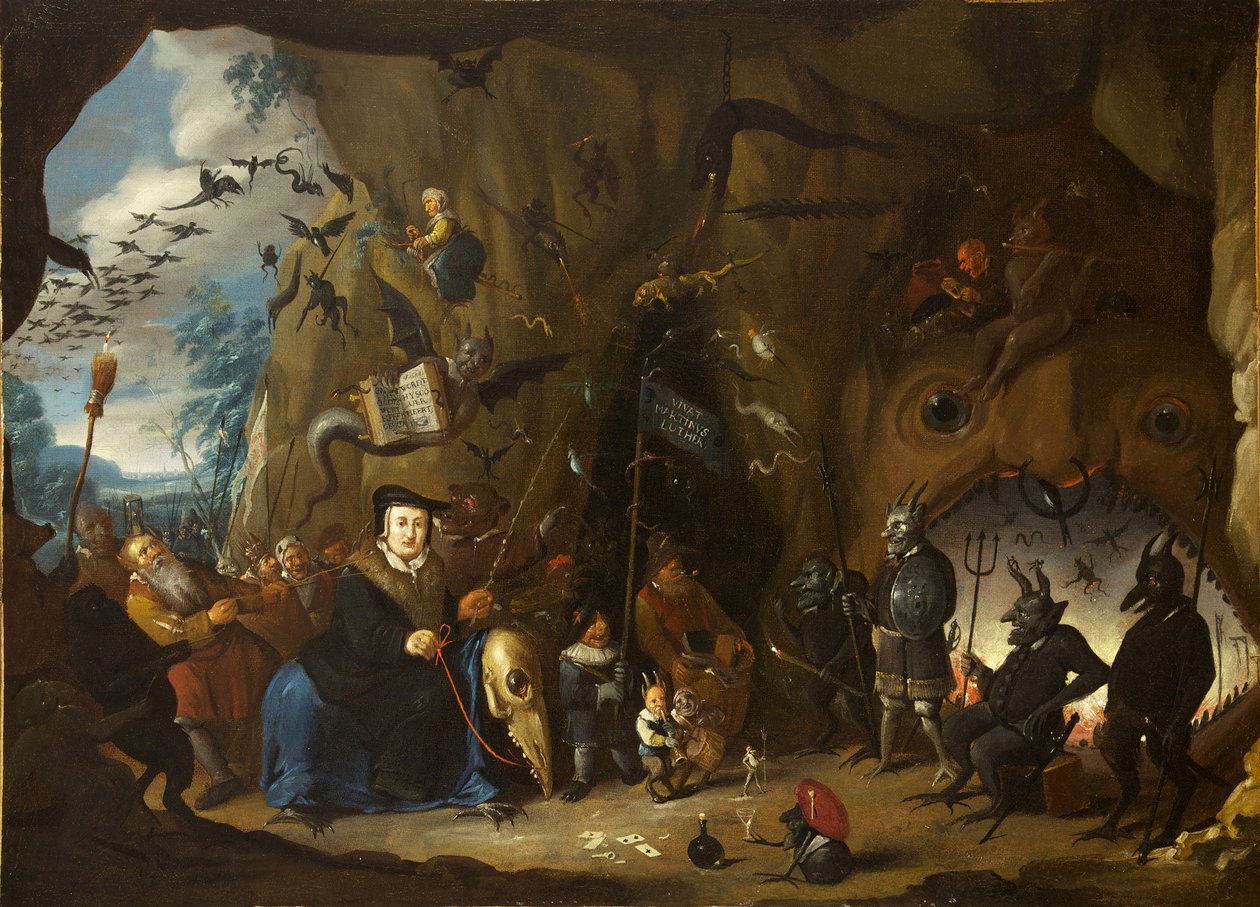 Luther in de hel door Egbert van Heemskerk the Younger