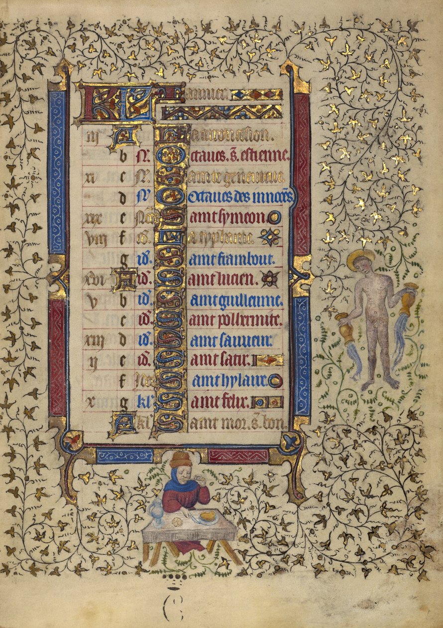 Kalenderblad voor januari; Feest; Waterman door Egerton Master