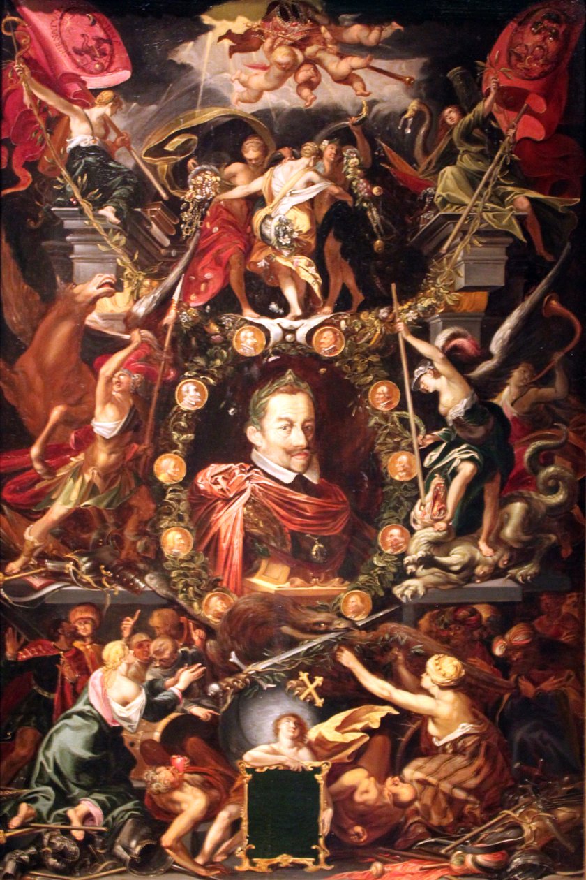 Allegorie op de regering van keizer Matthias (1557-1619) door Aegidius Sadeler or Saedeler