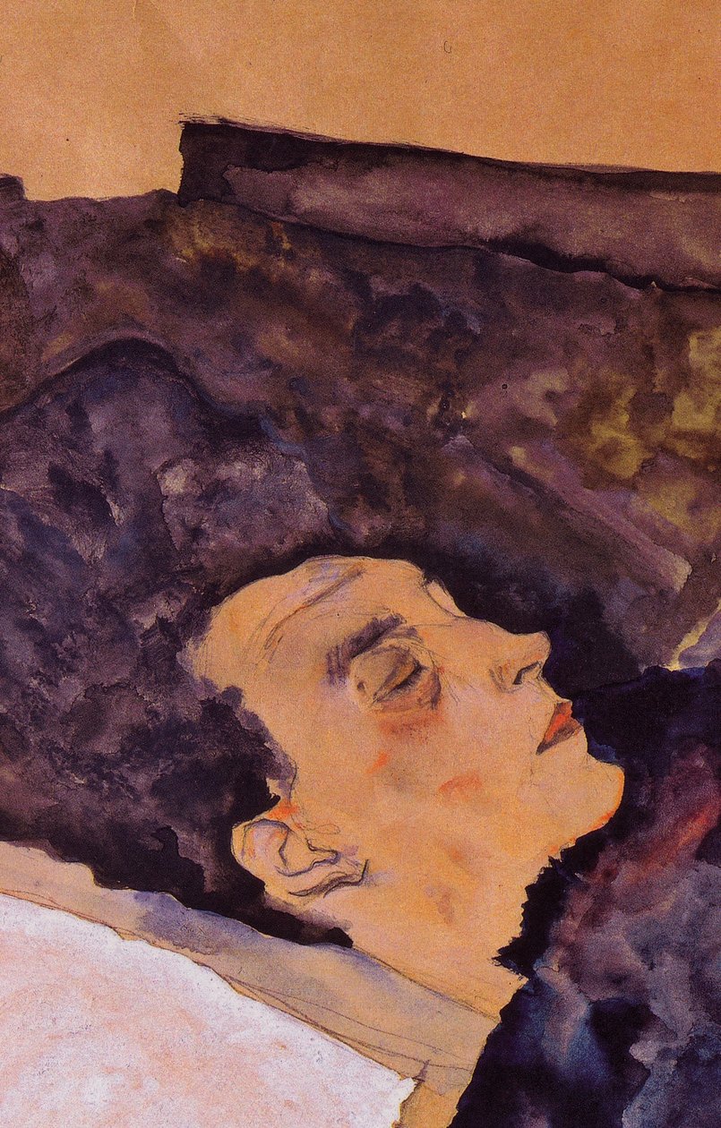 De slapende moeder van de kunstenaar door Egon Schiele