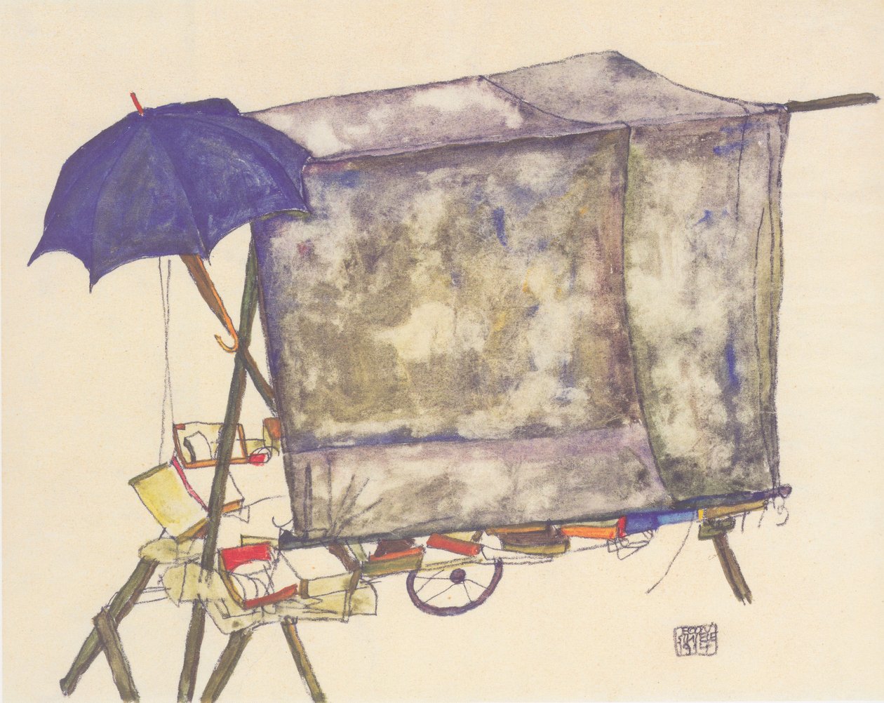 Marktkraam door Egon Schiele