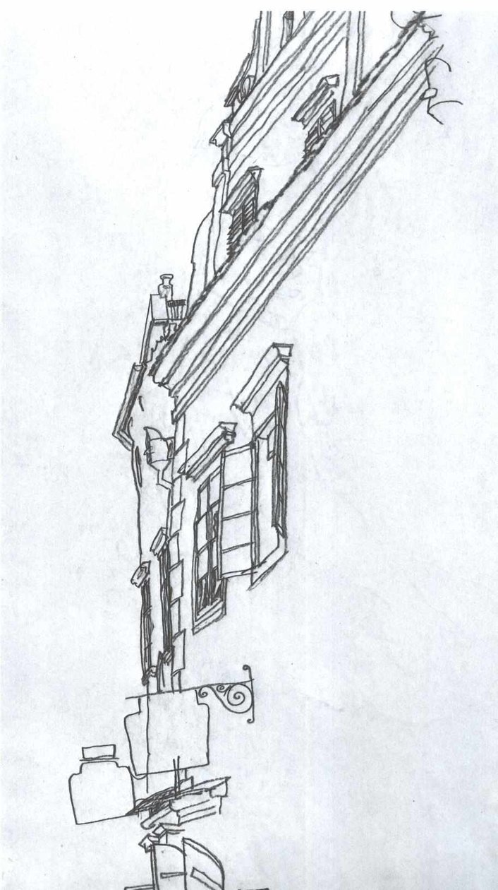 Oude gevelhuizen in Krumau door Egon Schiele