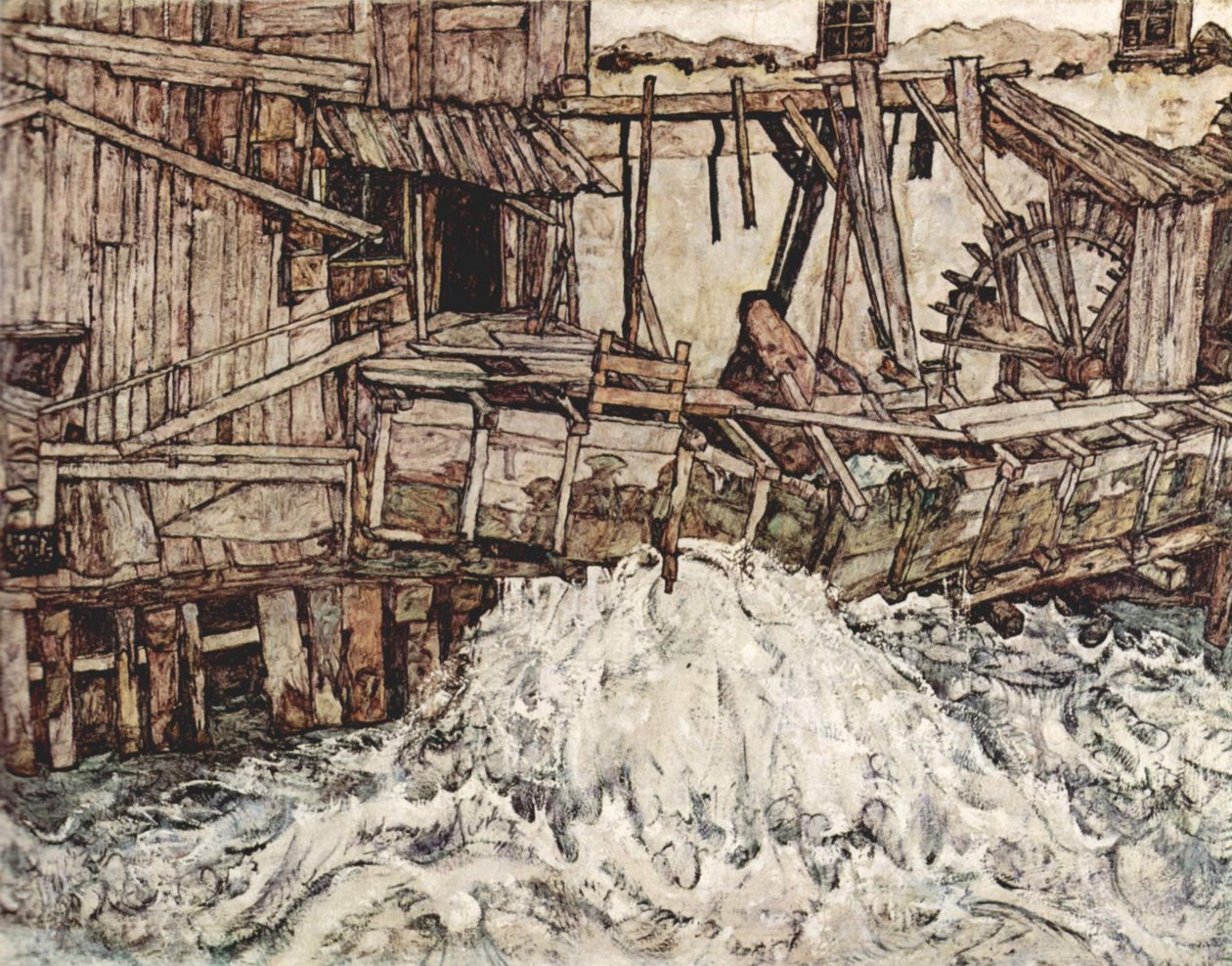 Oude molen door Egon Schiele