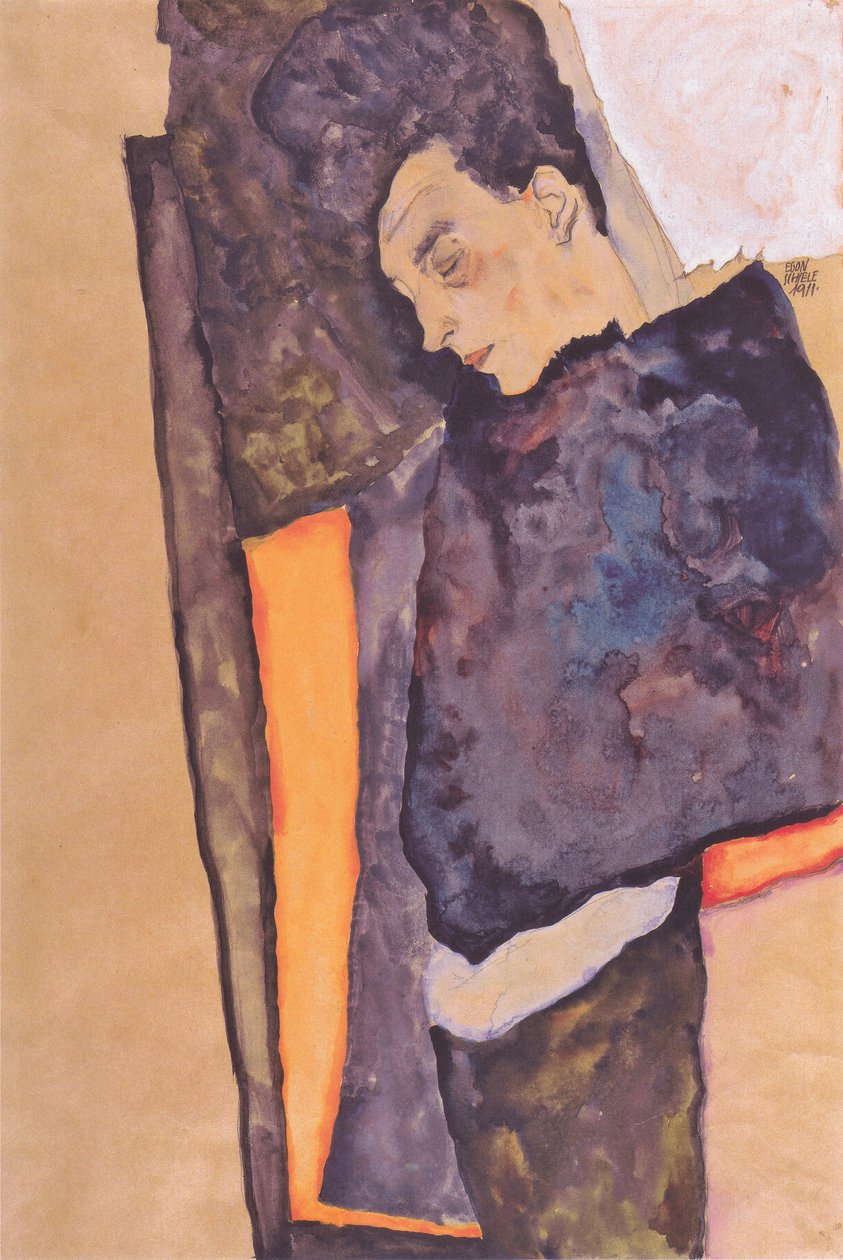 De slapende moeder van de kunstenaar door Egon Schiele