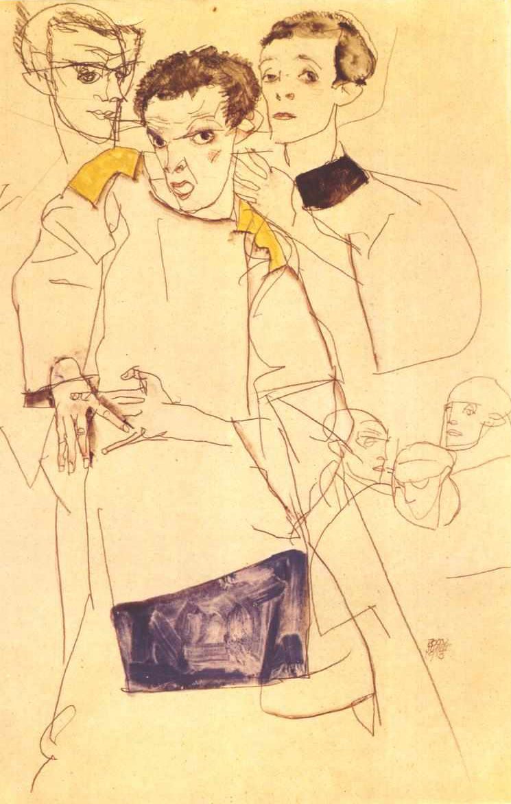 Driedubbel Zelfportret door Egon Schiele