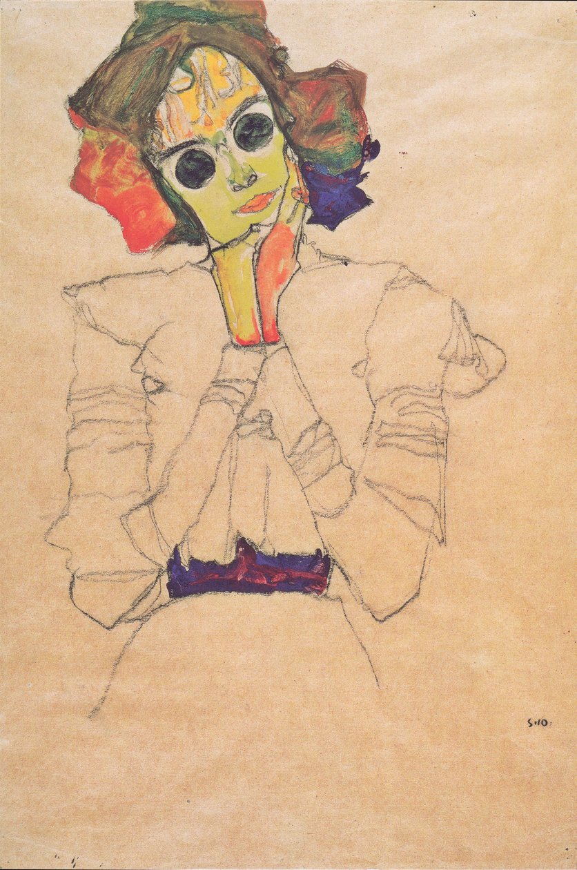 Meisje met zonnebril door Egon Schiele