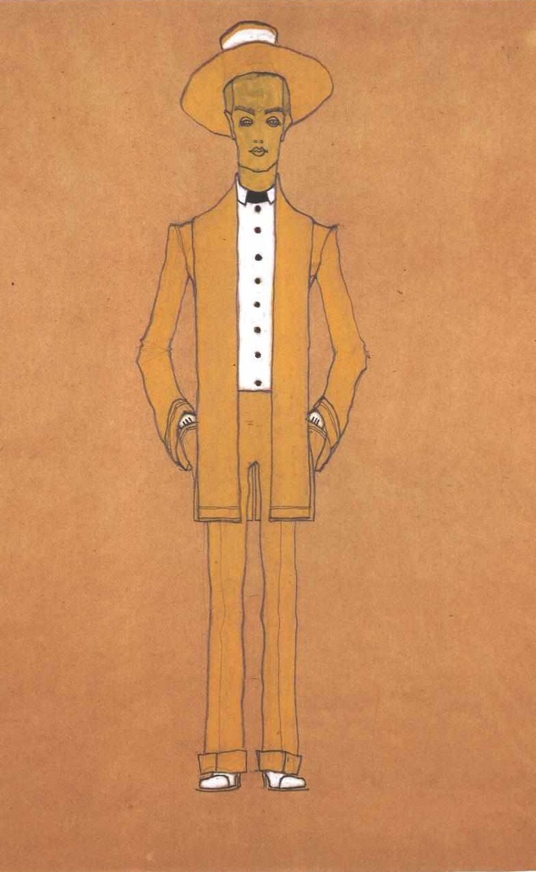 Modeontwerp Geel Straatpak door Egon Schiele