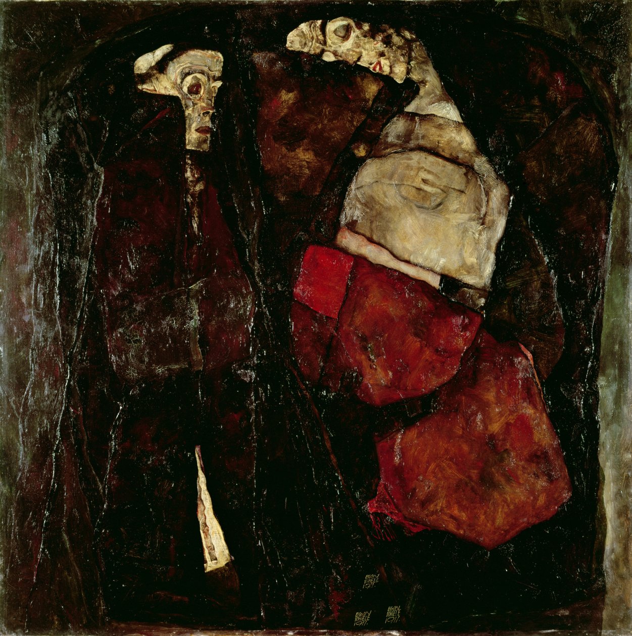 Zwangere vrouw en de dood, 1911 door Egon Schiele