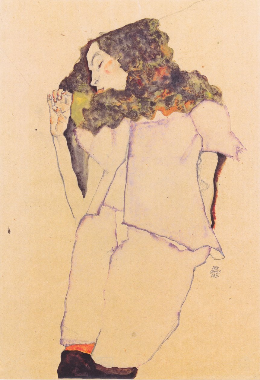Slapend meisje door Egon Schiele