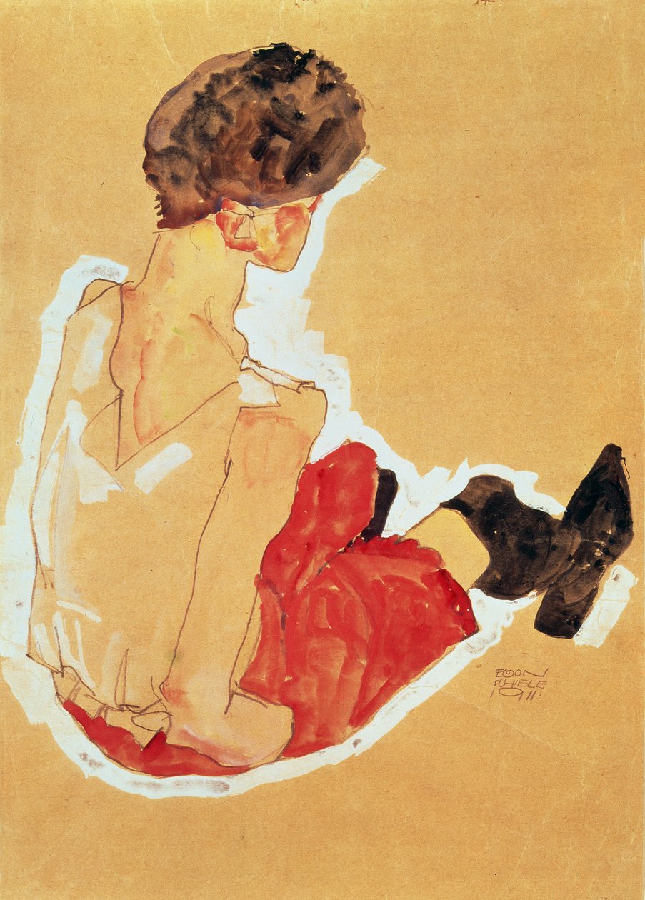 Zittende vrouw, 1911 door Egon Schiele