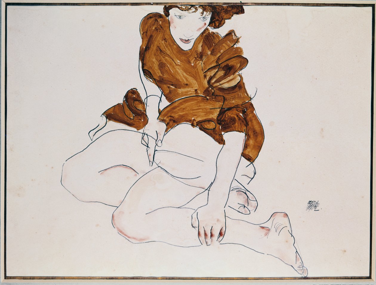 Zittende Vrouw, 1912 door Egon Schiele