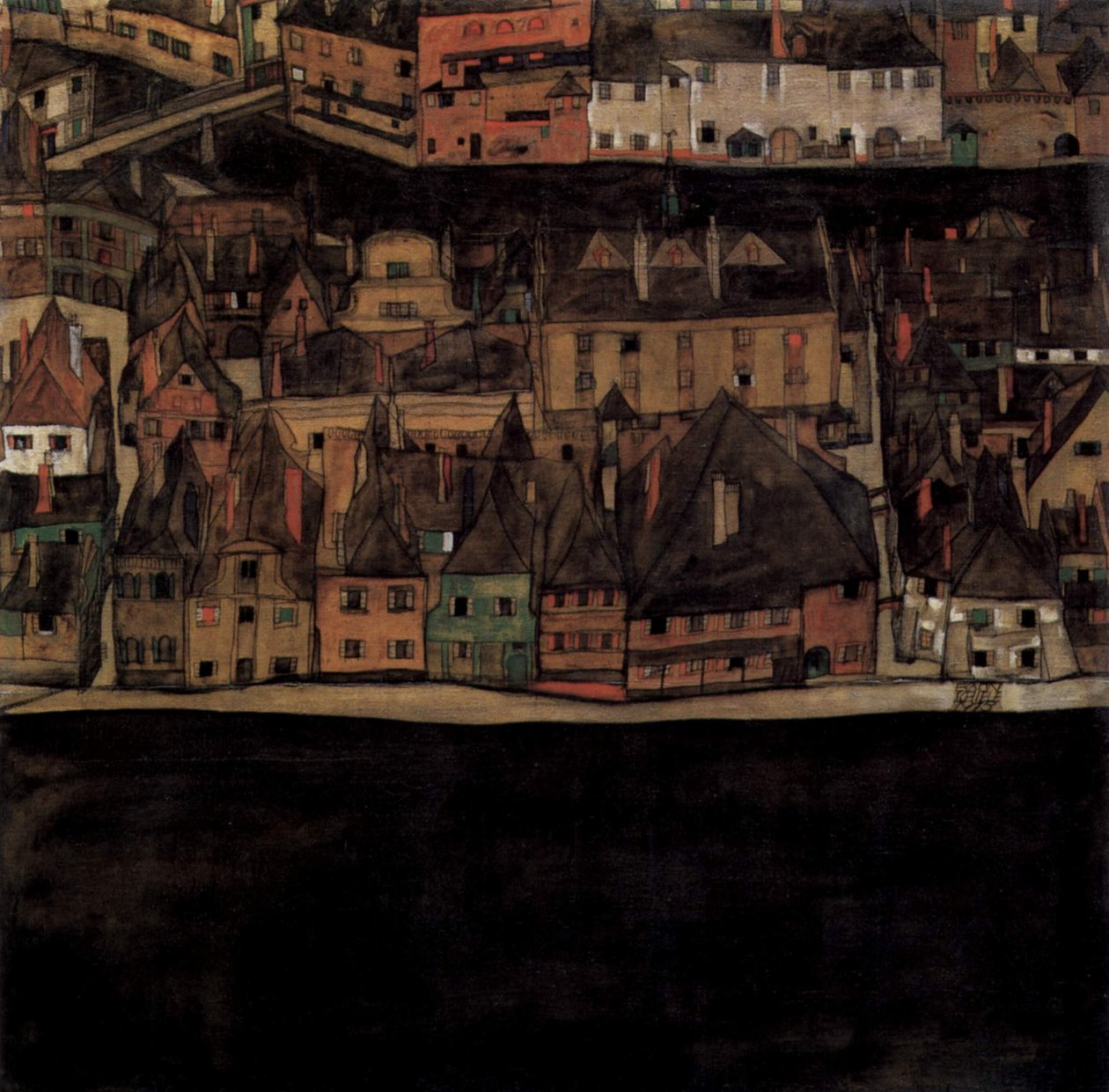 Kleine stad door Egon Schiele
