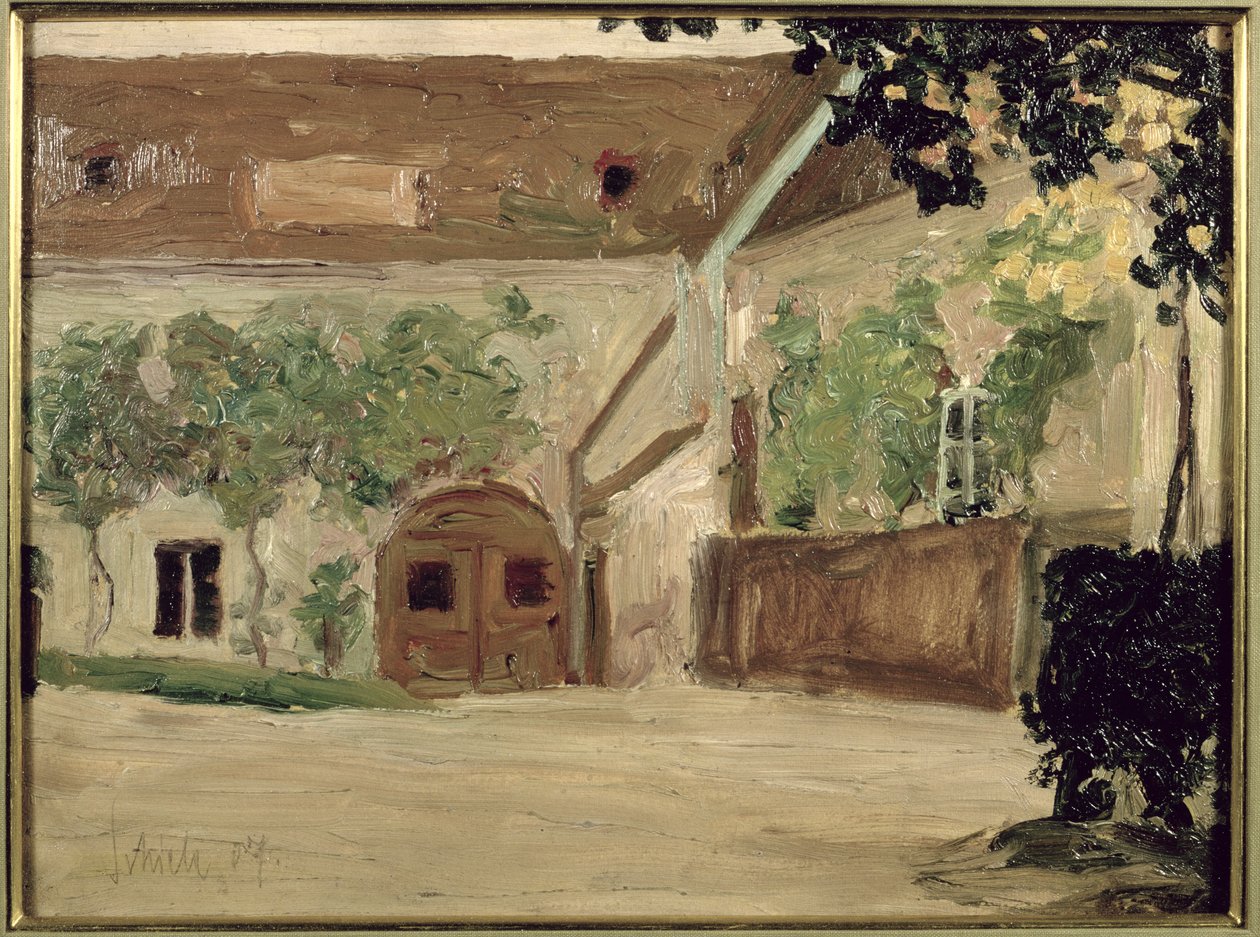 De timmerwerkplaats in Klosterneuburg, 1907 door Egon Schiele