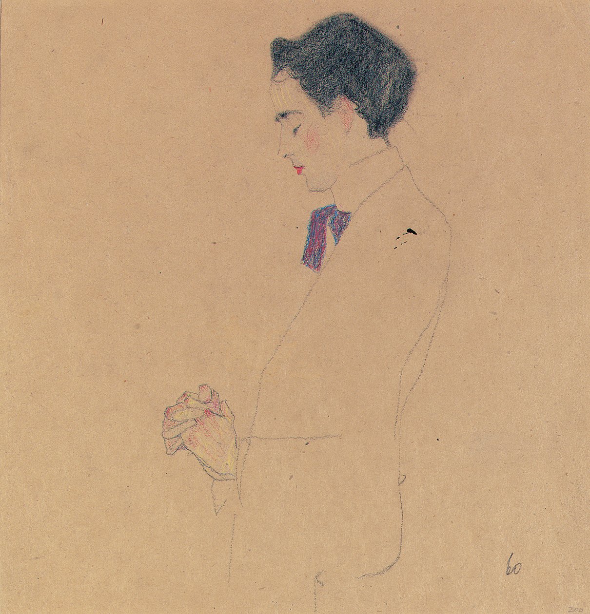 Anton Faistauer met gevouwen handen door Egon Schiele