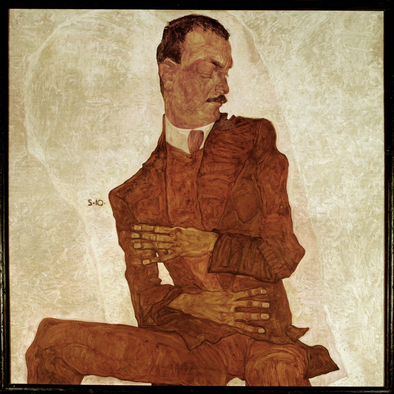 Bildnis Arthur Roessler ... (schilderij op doek) door Egon Schiele