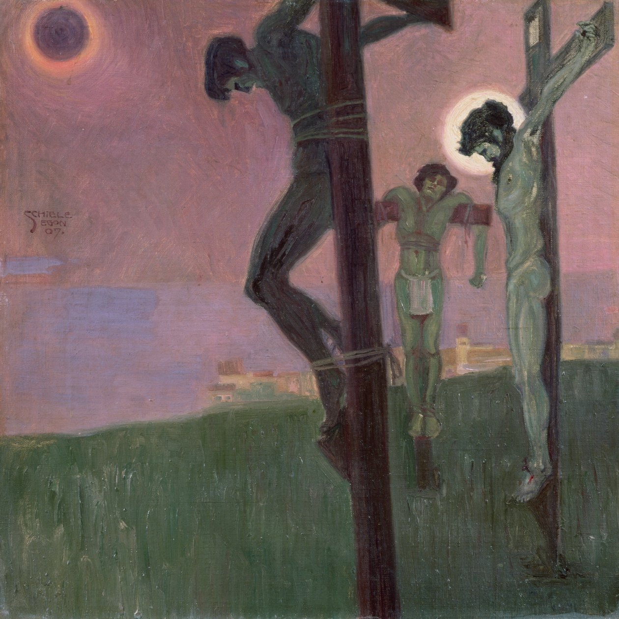 Kruisiging met verduisterde zon door Egon Schiele