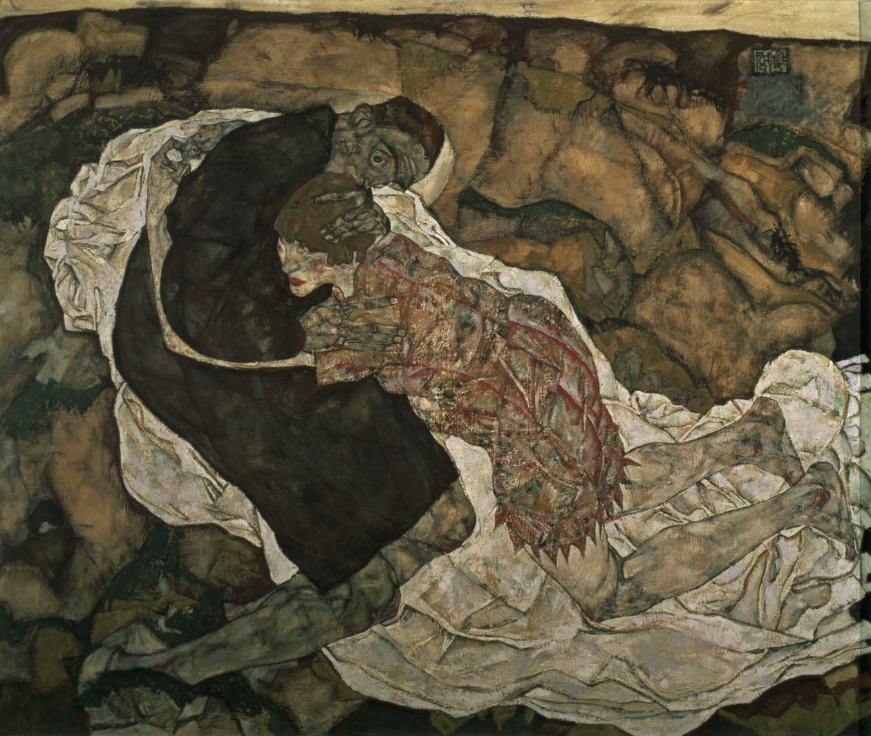 De dood en het meisje door Egon Schiele