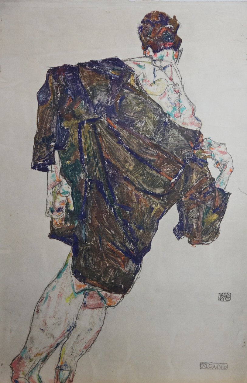 Figuur met mantel, 1913 door Egon Schiele