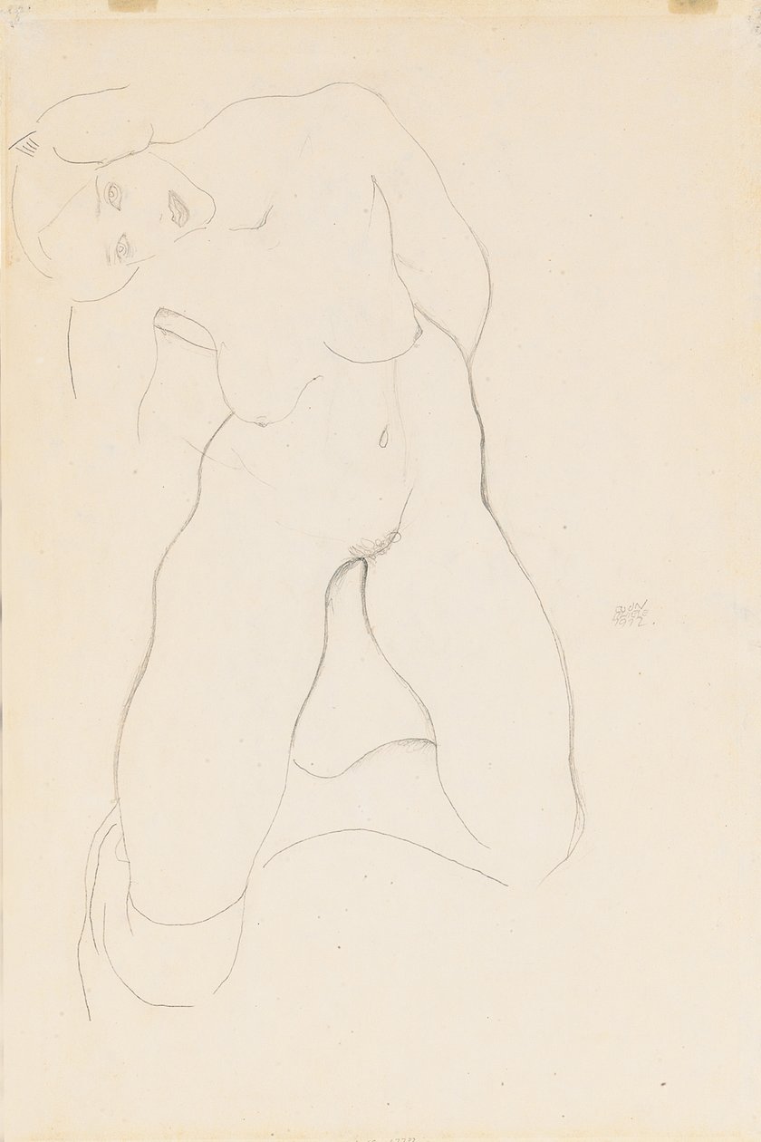 Knielende Vrouwelijke Naakt, 1912 door Egon Schiele